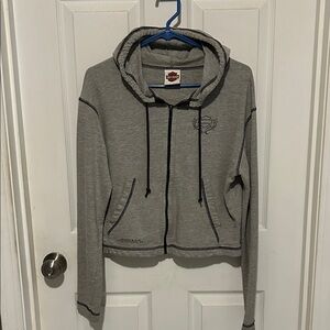 Harley-Davidson Light Gray Zip Hoodie with Black Accents